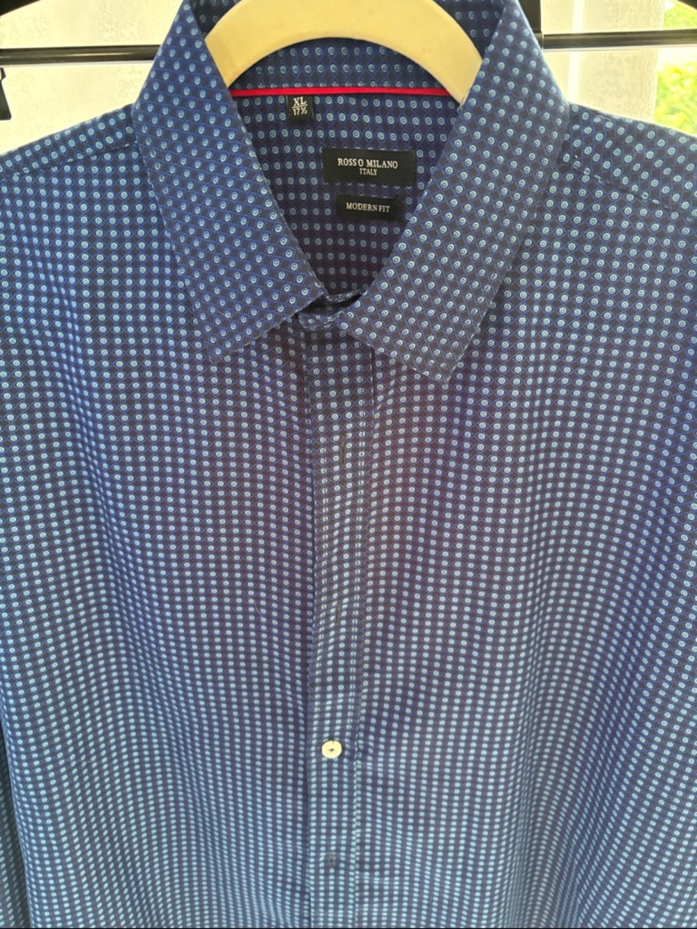 Men’s Blue Modern Fit Micro-Pattern Dress Shirt
